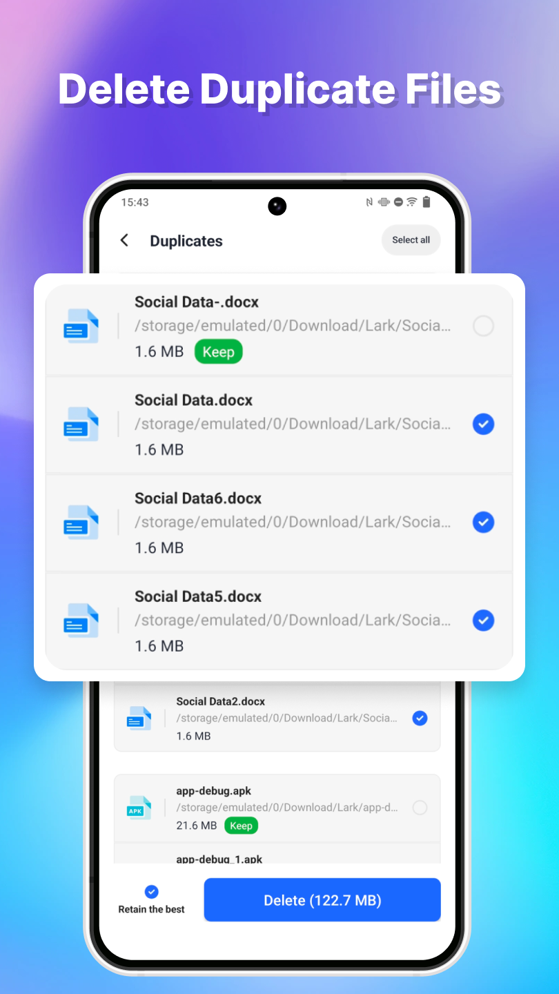 Large file clean screen